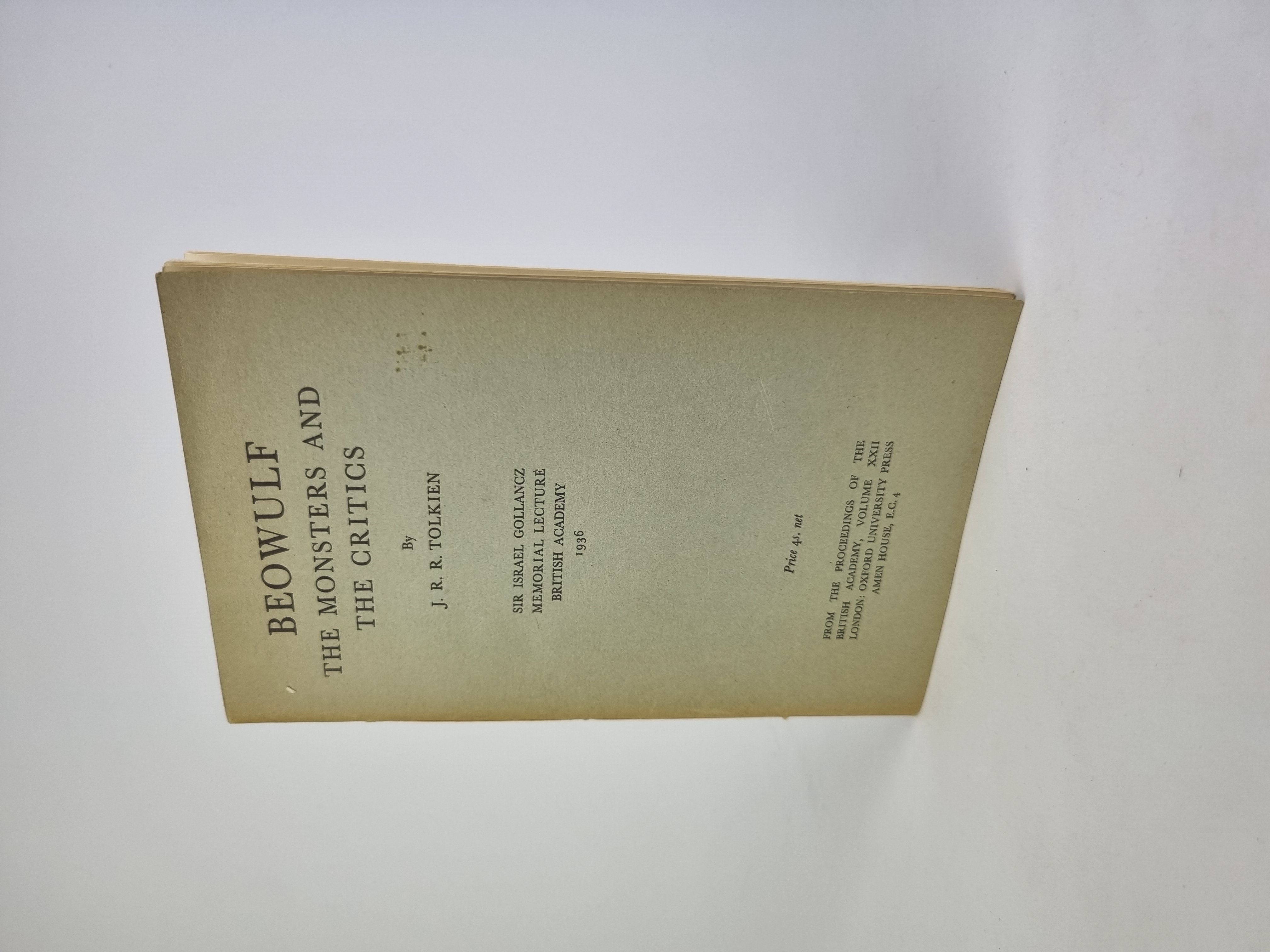 Beowulf: The Monsters and the Critics 1st Edition, 3rd Impression – 1960