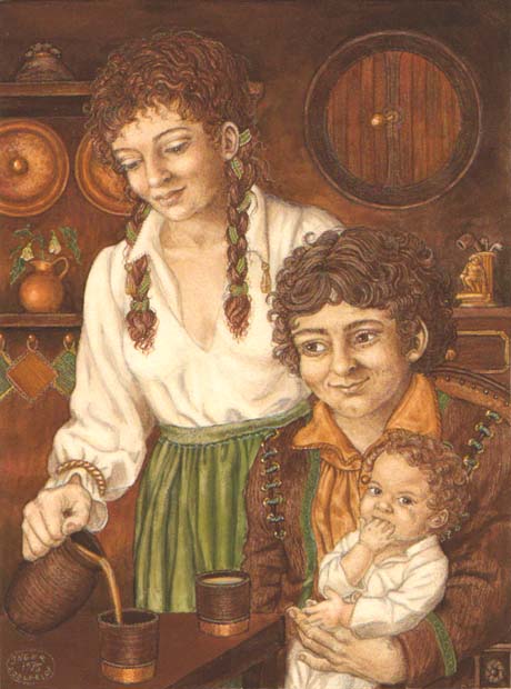 Sam, Rose and Elanor by Inger Edelfeldt, original art