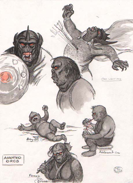 Assorted Orcs by Inger Edelfeldt, original art