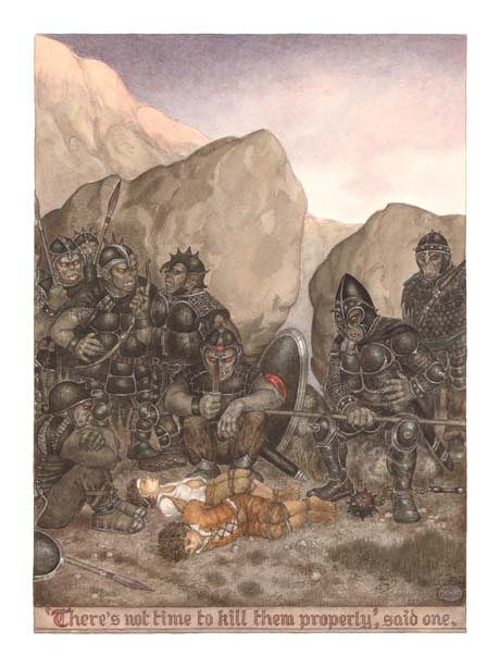 Pippin and Merry captured by Orcs by Inger Edelfeldt, signed print