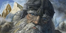 Gimli at Caradhras - limited hand embellished print by Jay Johnstone